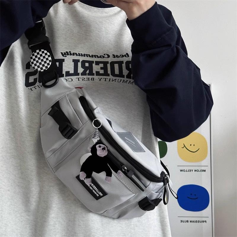 Japanese Workwear Style Messenger Bag: Versatile Men's Waist, Shoulder, & Chest Bag for Sport, Cycling & Casual Use