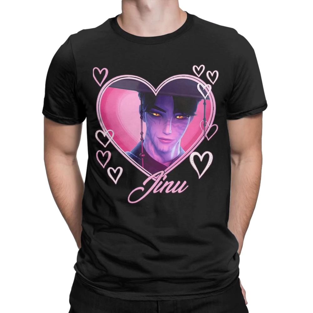 Jinu Heart KPOP Demon Hunters Anime Men T Shirts Huntrix Fashion Women Tee Shirt Short Sleeve Crew Neck T-Shirt Pure Cotton Tops