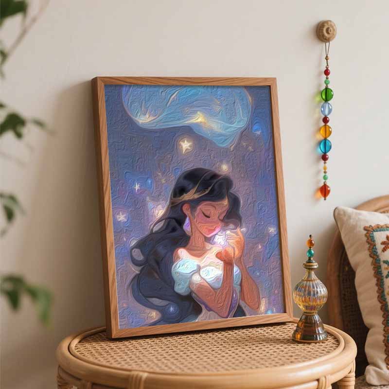 Disney Jasmine Starry Sky Oil Paint by Numbers Painting Kit Handmade Diy Home Decor Gifts Wall Art Canvas Bedroom Aesthetic Decor Set