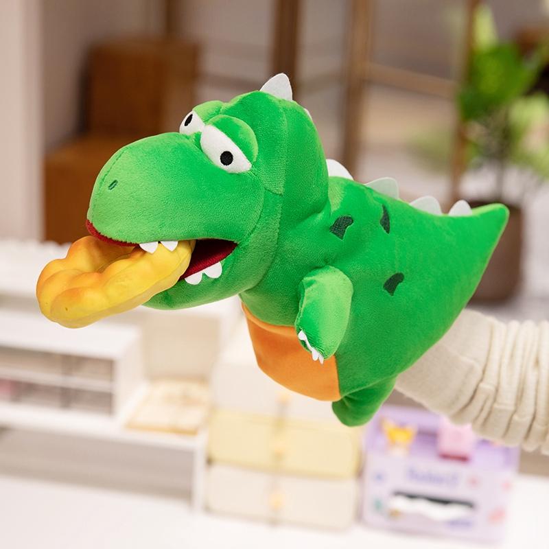 28cm Fetter Cartoon-Dinosaurier Handpuppe Stofftier T-Rex Dino Gruseltier Plüschtier Interaktiv Geschichten Erzählen Kleines Requisit Geschenk