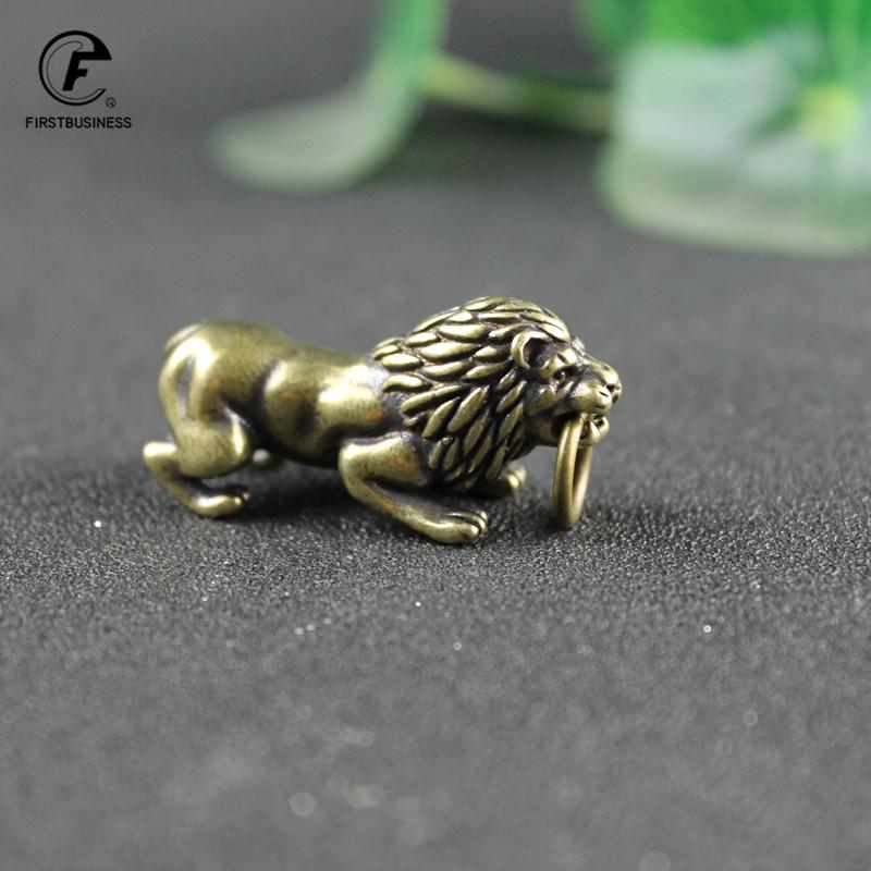 Retro Copper Lion Figurines Miniature Desktop Decoration Ornament Brass The King of Grassland Animal Statue Home Decor Accessory