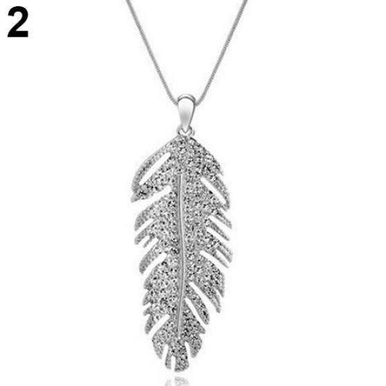 

Женская мода богемный сплав горный хрусталь перо кулон звено цепи ожерелье