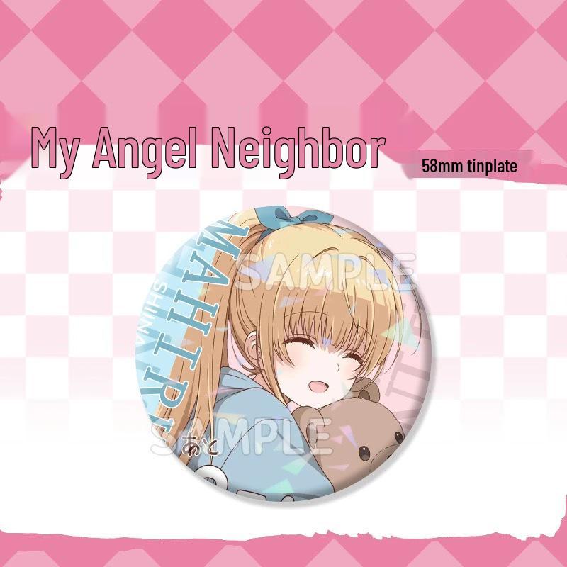 Shiina Mahiru Angel-kun Tinplate Shattered Glass Guba Badge Backpack Charm Anime Peripheral