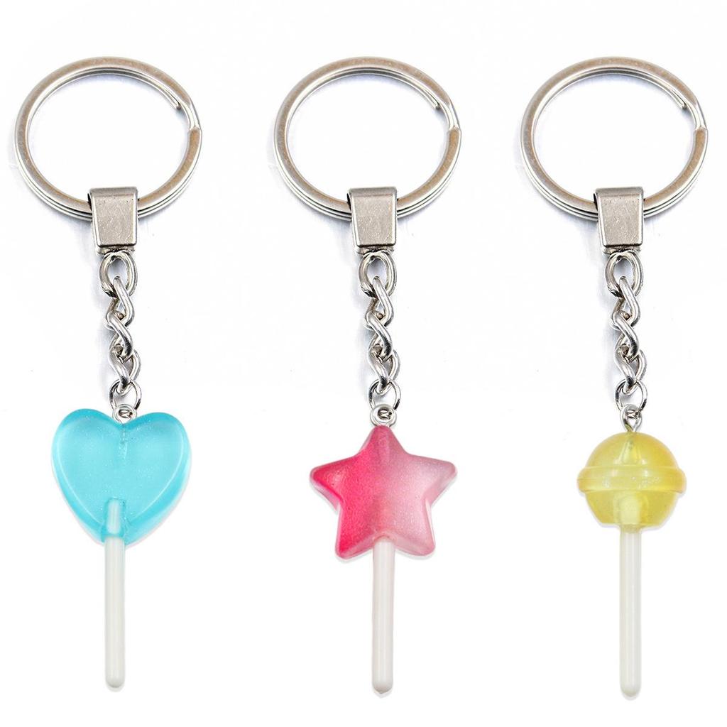 Handmade Glitter Lollipop Resin Star & Heart Pendants - Set of 3 DIY Color Sticks