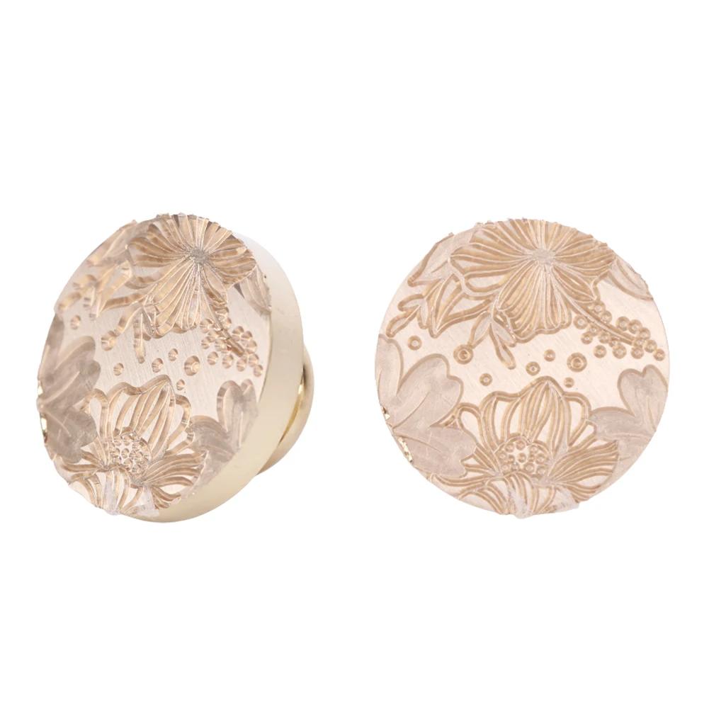 Retro Antique Round Plant Sealing Wax Stamp Head Fire Paint for Wedding Invitation Gift Packaging Scrapbooking Card DIY Envelope