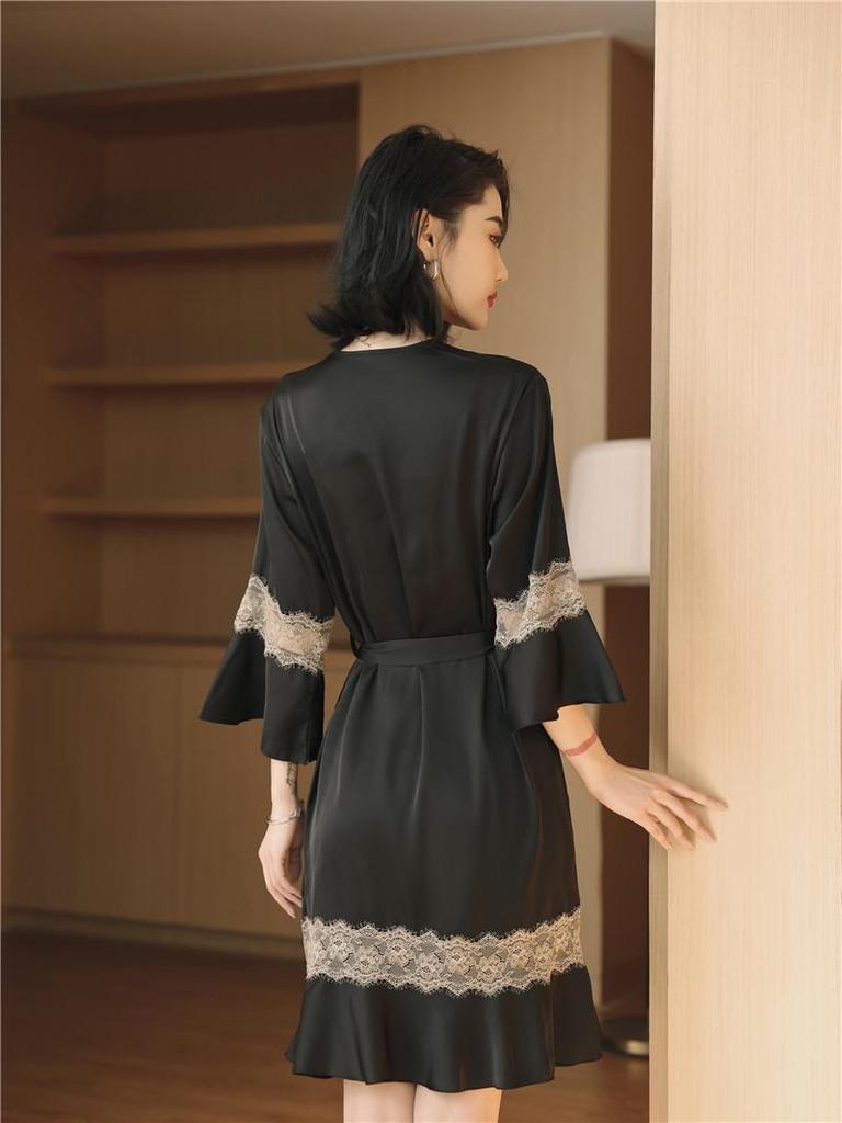 Luxury Silk Two-Piece Lingerie Set: Camisole Nightgown & Robe with Breast Pads