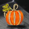 Sparkling Rhinestone Pumpkin Brooch, Enamel Coating Zinc Alloy Material for Halloween and Casual Decoration