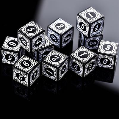 10 Stück 6-seitige Zahlenwürfel mit Retro-Muster in kräftigen Farben für Brettspiele, Trinkspiele, Lügnerwürfel, DND-Würfel, Tabletop-Spiele