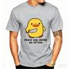 Funny Peace Was Never An Option Cute Animal Tshirt Funny Goose Graphic T Shirts Summer Casual Short Sleeve Tops Unisexs Clothing