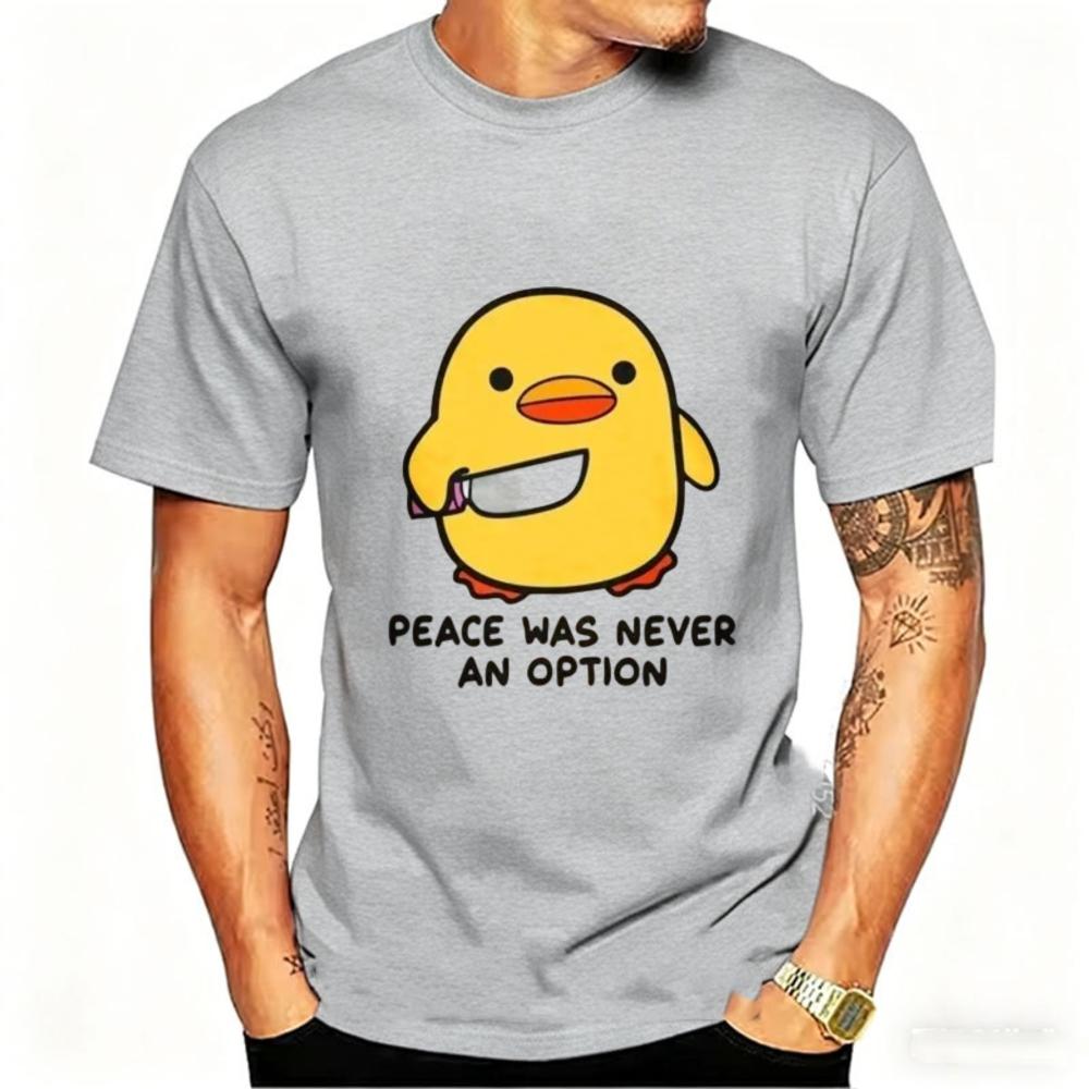 Funny Peace Was Never An Option Cute Animal Tshirt Funny Goose Graphic T Shirts Summer Casual Short Sleeve Tops Unisexs Clothing