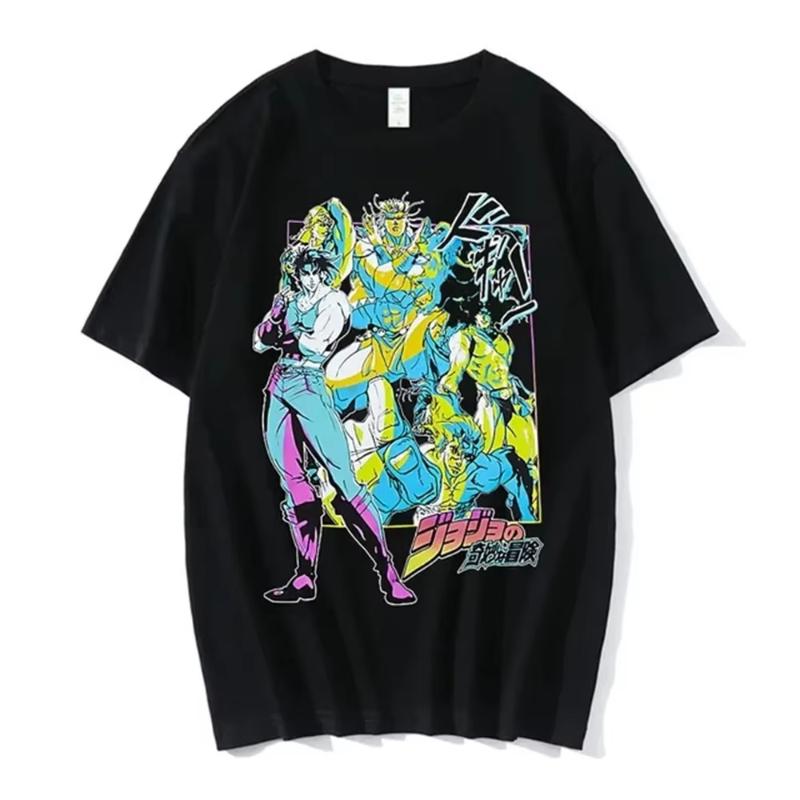 Anime Jojo-Bizarre Adventure T-Shirt Herren Jotaro Star Platinum Manga Grafik T-Shirts Herren Damen Sommer Kurzarm Oversize Top