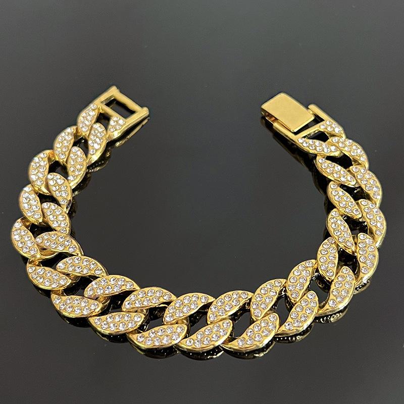 Bracelet Hip Hop Dominance 15mm Cuban Bracelet Men s High End Sensation Handmade 17CM