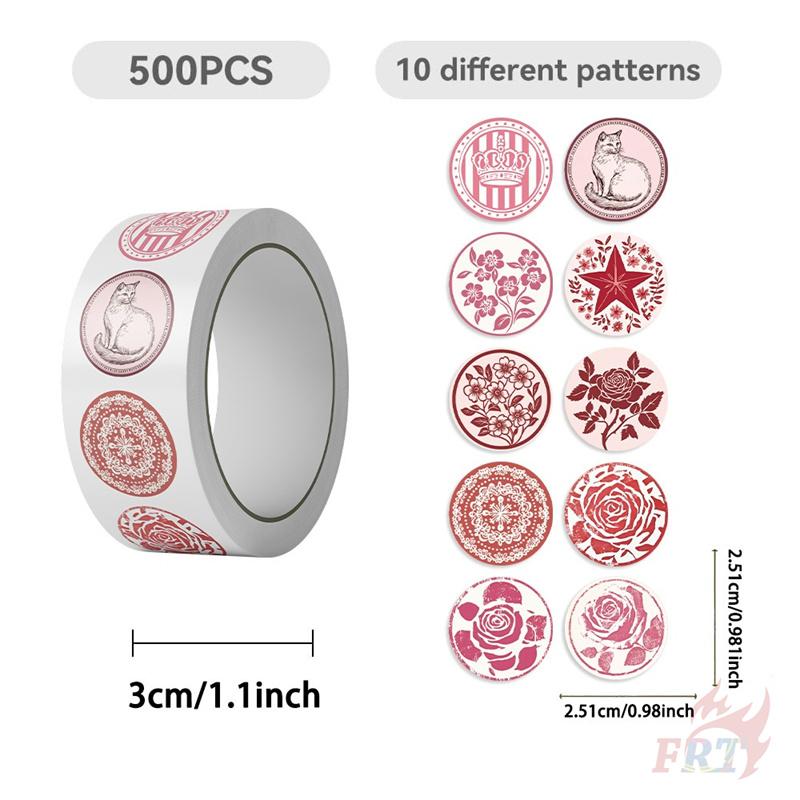 500Pcs/Roll Vintage Pink Art Series 02 Kids Rewards Stickers - DIY Scrapbooks Album Decor Sealing Label Decals