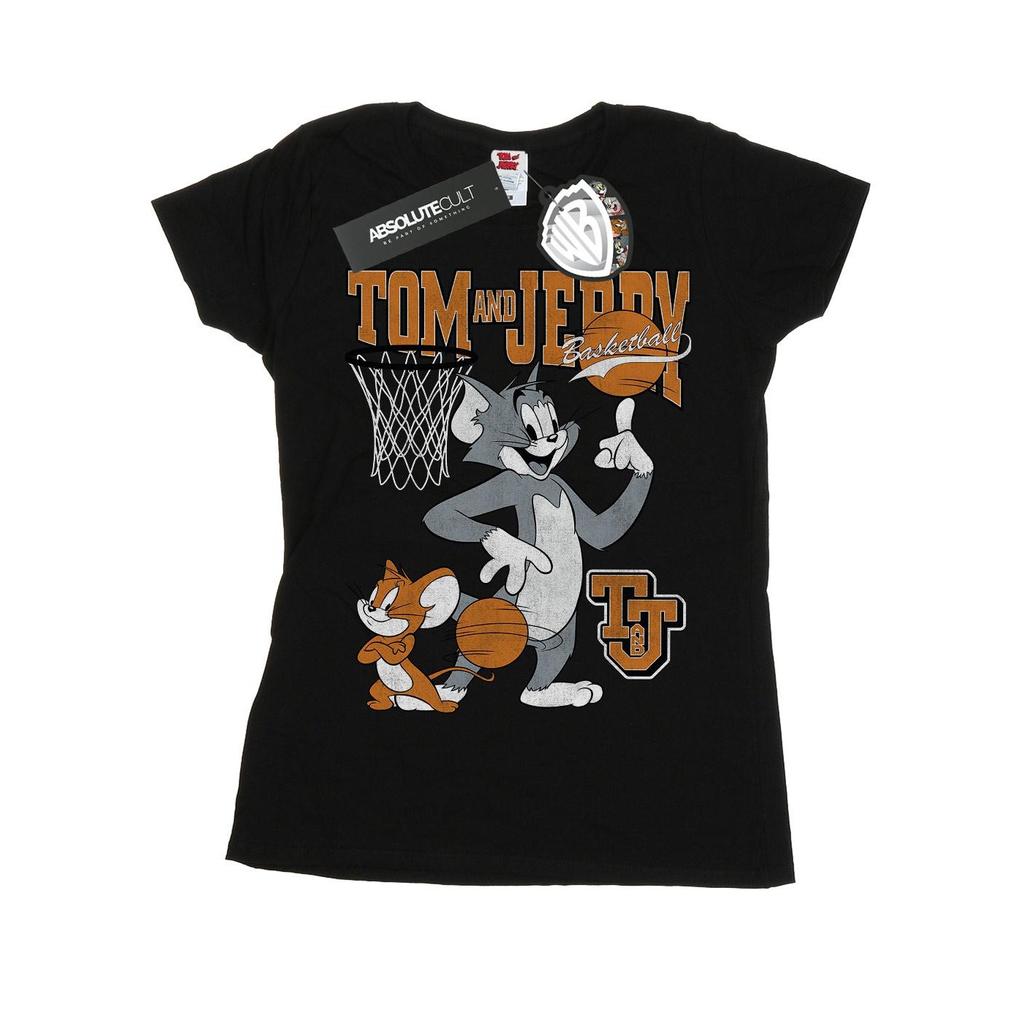 Tom And Jerry Womens/Ladies Spinning Basketball Cotton T-Shirt