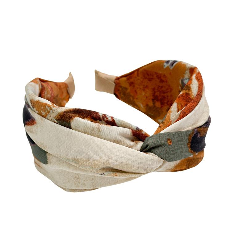 Bedrucktes Haarband mit Batikmuster, Retro Hohe Krone, Kreuzförmige Breite Version, Hochwertiges Stil-Haarband für Sommer-Hochsteckfrisuren
