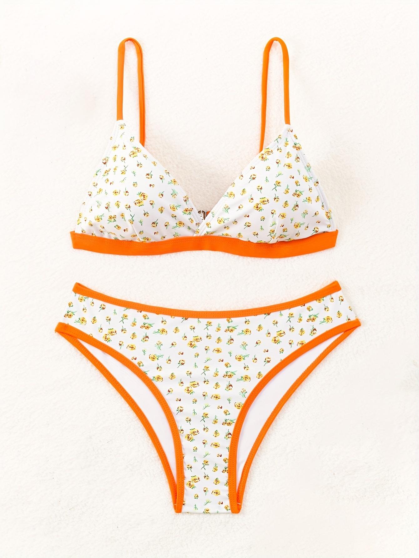

Новые бретели на спине пляжный обтягивающий сексуальный раздельный купальник бикини женщины S оранжевый
