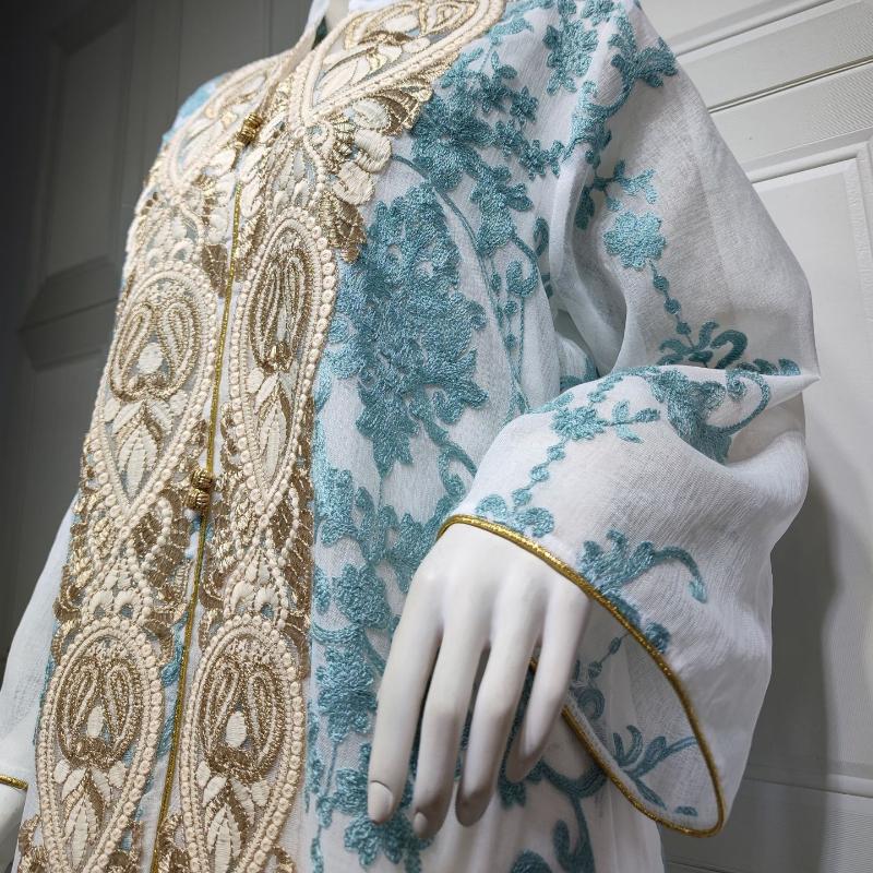 Muslim Women Embroidered Dubai Arabian Loose Dress Evening Dress Eid Robe