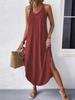 European & American Women's Solid Color Sleeveless Maxi Slip Dress