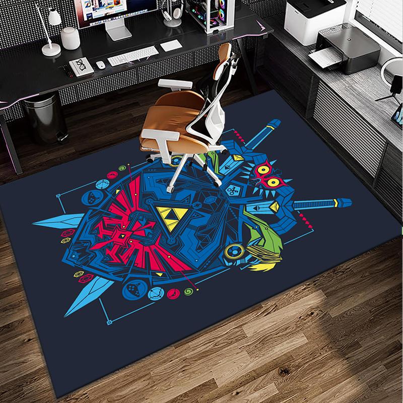 Heroic Legend Crest Office Rug Chair Mat, Game Carpet, Suitable for Front Door, Bedroom, Living Room, Desk, Holiday Gift