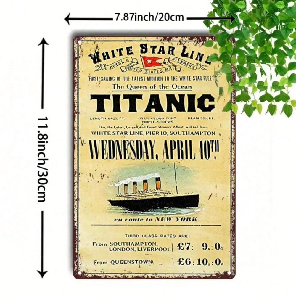 Vintage Titanic Metal Poster, Wall Decor for Bar