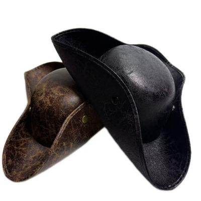 Jack Hat Cosplay Pirate Hat Faux Leather Western Cowboy Hat Funny Captain Hat  Halloween