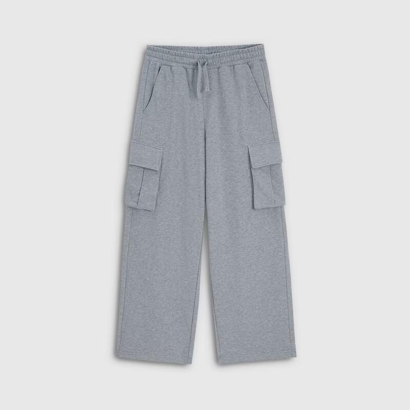Gap Men's Embroidered Cargo Pocket French Terry Loose Fit Wide-Leg Pants