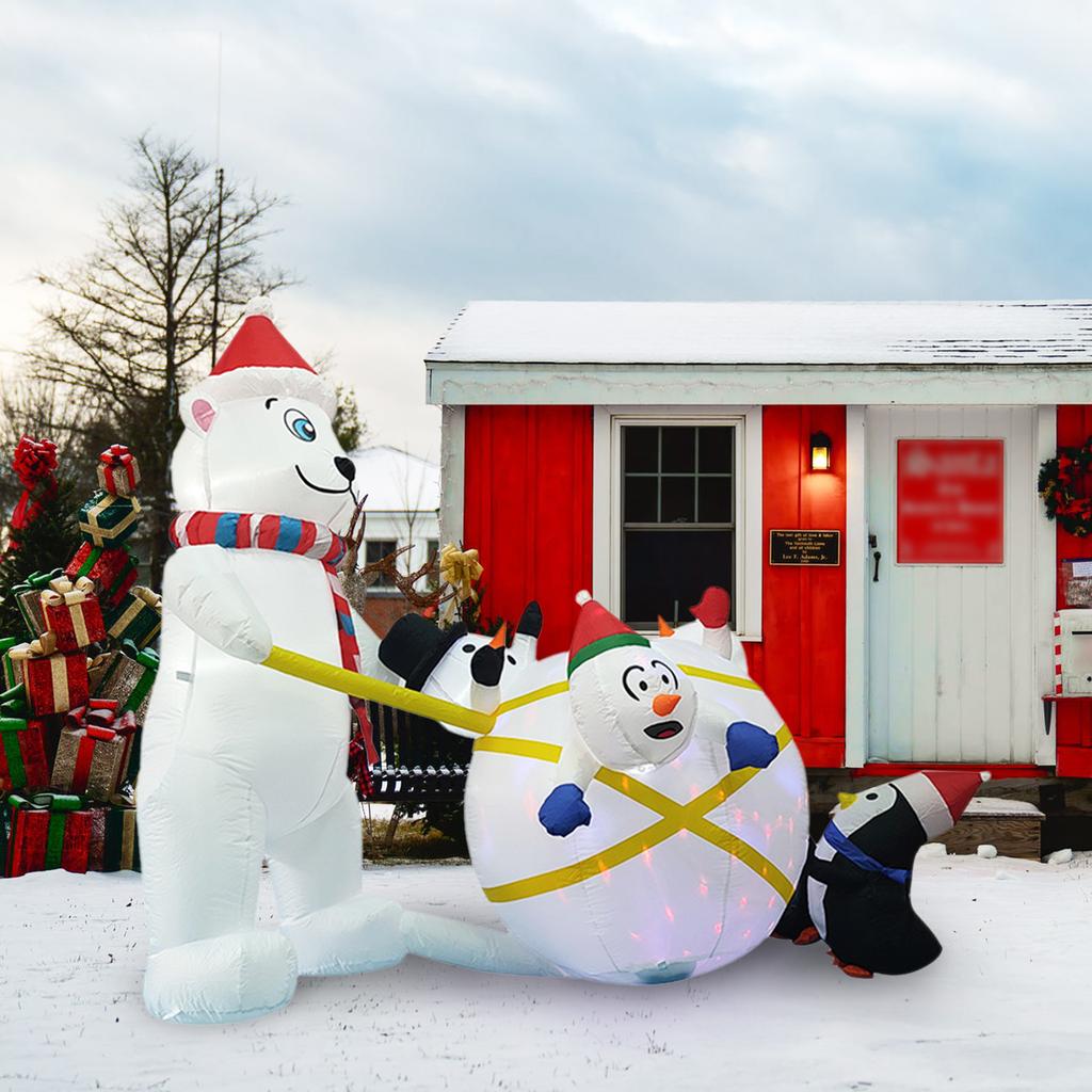 1,8 m lange Weihnachts-Aufblasfiguren Eisbär Schneemann Pinguin-Form LED Aufblasbar Beleuchtete Hofdekoration