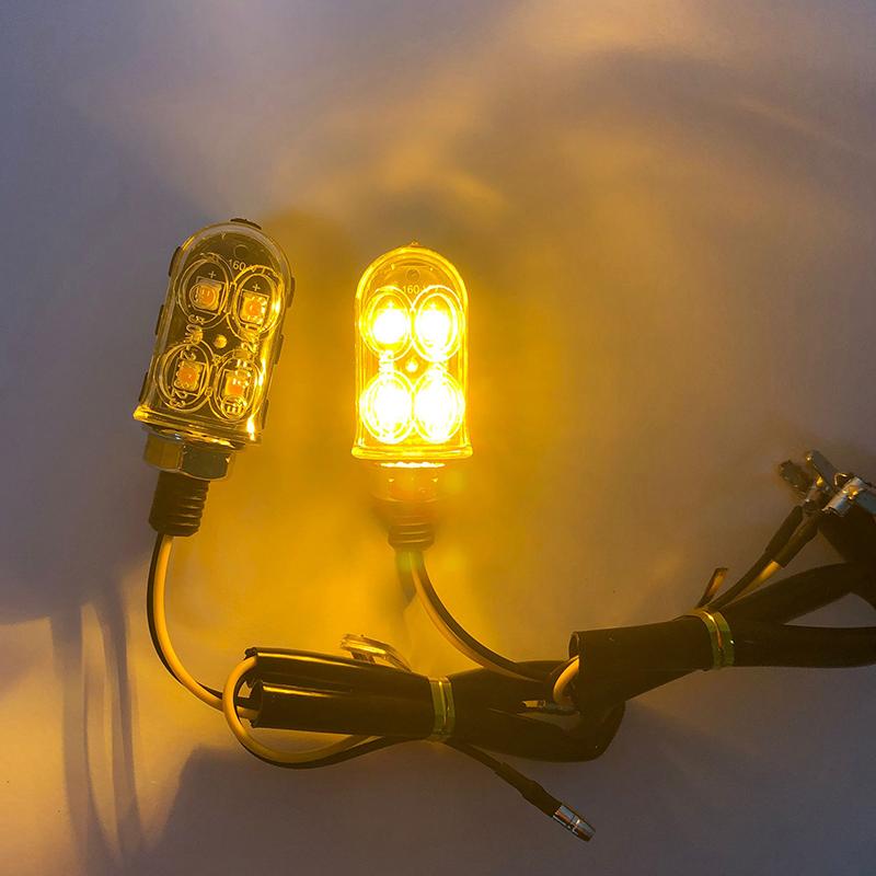 2Pcs Mini Motorcycle LED Turn Signal Lights Amber Flashing Light Blinker Turn Signal Lamp 12V Moto Indicator Lamp Accessories