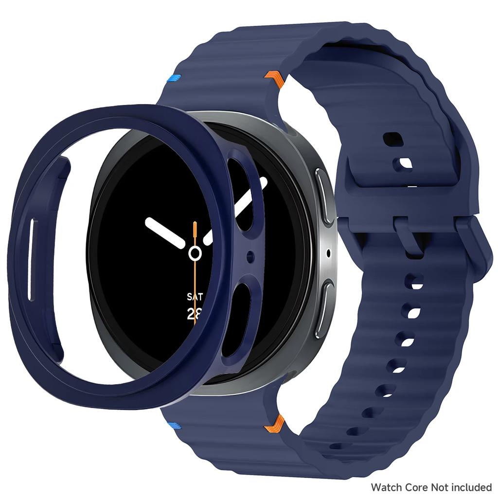 NEW PC Case+Silicone Band for Samsung Galaxy Watch 8 40mm 44mm Bracelet Hollowed Protector Cover For Galaxy Watch 8 Accessories