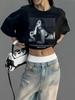 Amerikanischer minimalistischer bedruckter Damen-T-Shirt Sommer lässig lockere Passform Stil modisch Unisex und Damen kurzärmeliges Oberteil