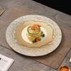 Steingemustertes Weißgold Keramik Flacher Teller Steakteller Dessertteller Sushi-Schale Kochplatten Restaurant Kreatives Geschirr