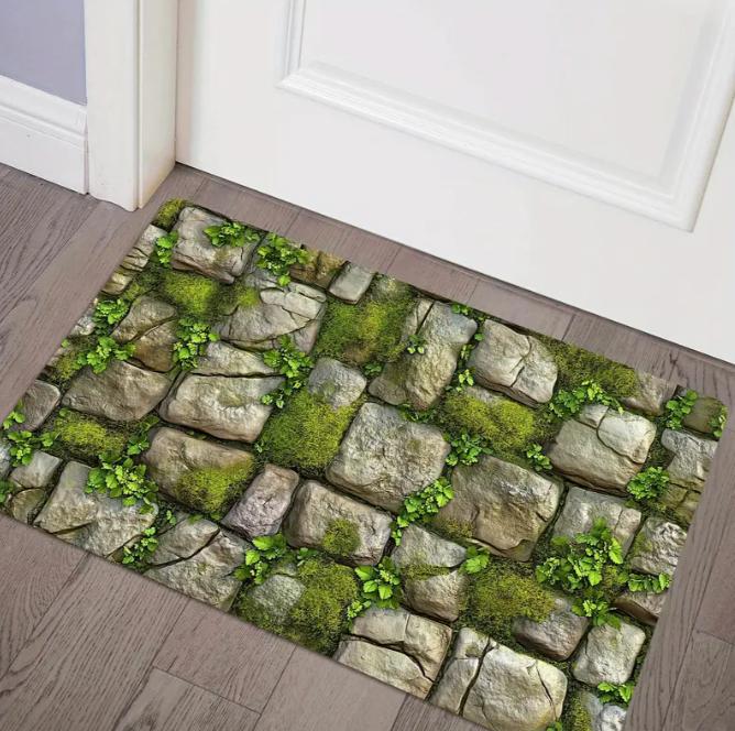 1 Piece of Rural Style Stone Rugs Wall Design Welcome Floor Mat Retro Home Decoration Carpet