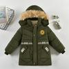Boys Autumn and Winter Thickened Warm Jacket Loose Padded Leisure Hooded Zip Outerwear