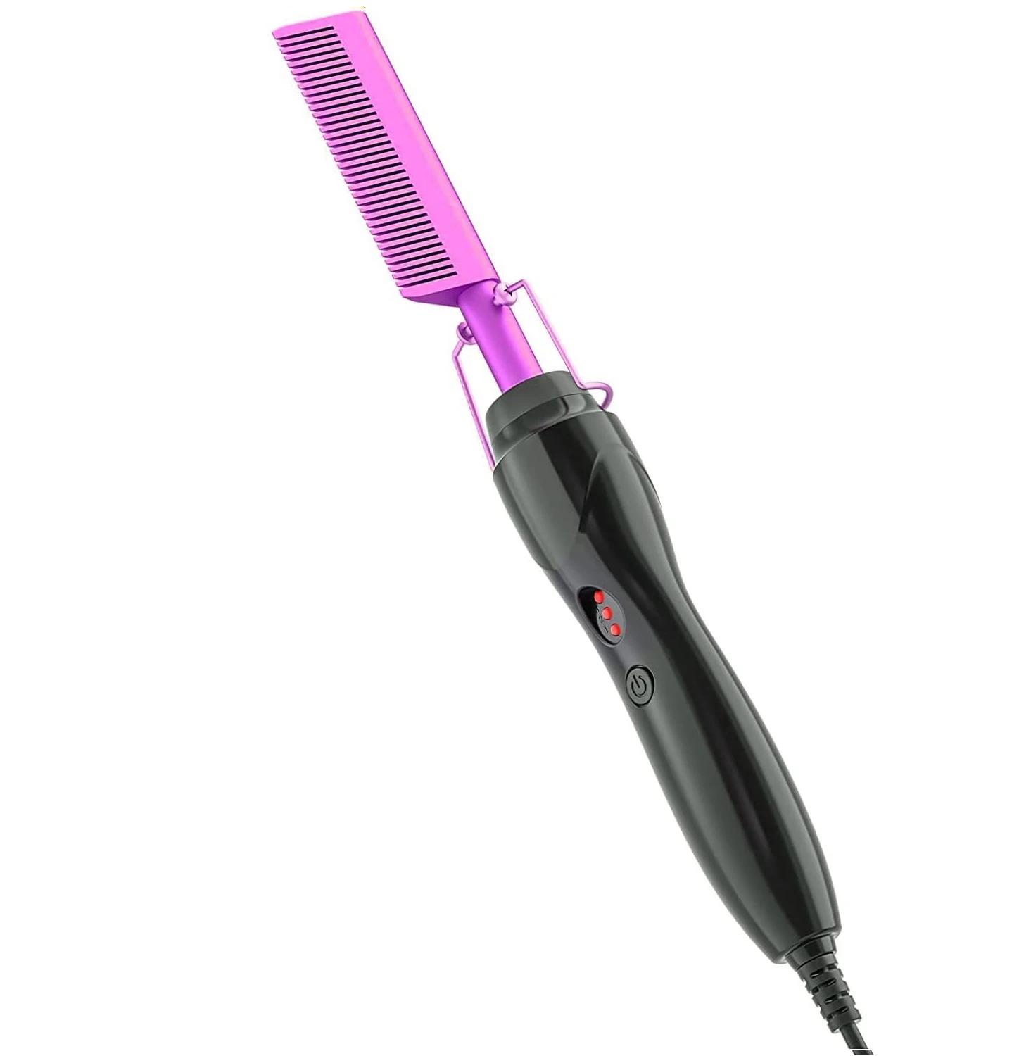 

Ceramic Heating Hair Straightener Comb Ceramic Coating with 3 Heat Levels & Anti-Frizz for Natural Hair Beard Wigs and Curling US