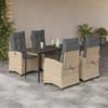 VidaXL 5-Piece Garden Dining Set with Cushions, Table and Chairs with Adjustable Backrest, Outdoor Furniture, 3212825