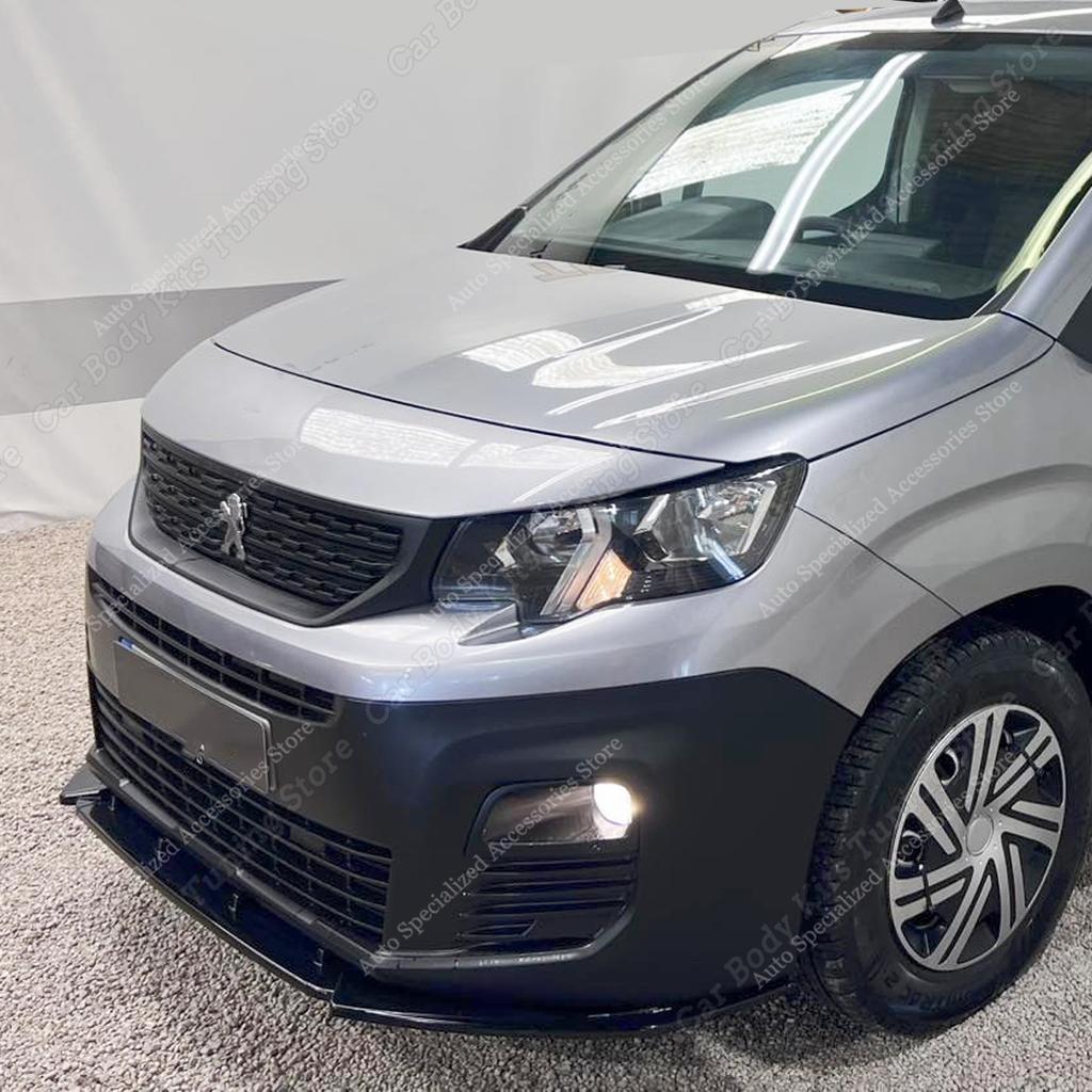 Maxton Style ABS Car Front Bumper Lip Spoiler Splitter Diffuser For Peugeot Partner III Van 2018-2023 Pre-Facelift Bodykits