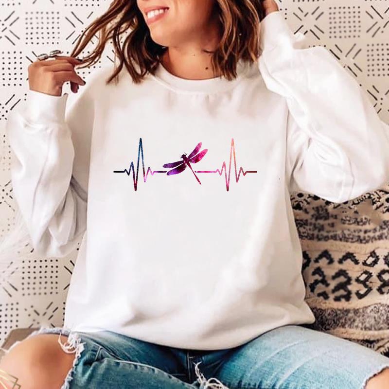 

Тенденция стрекозы 90-х годов, стиль любви, осень-весна, графические толстовки, женские толстовки с принтом, женские модные повседневные пуловеры с длинными рукавами и принтом