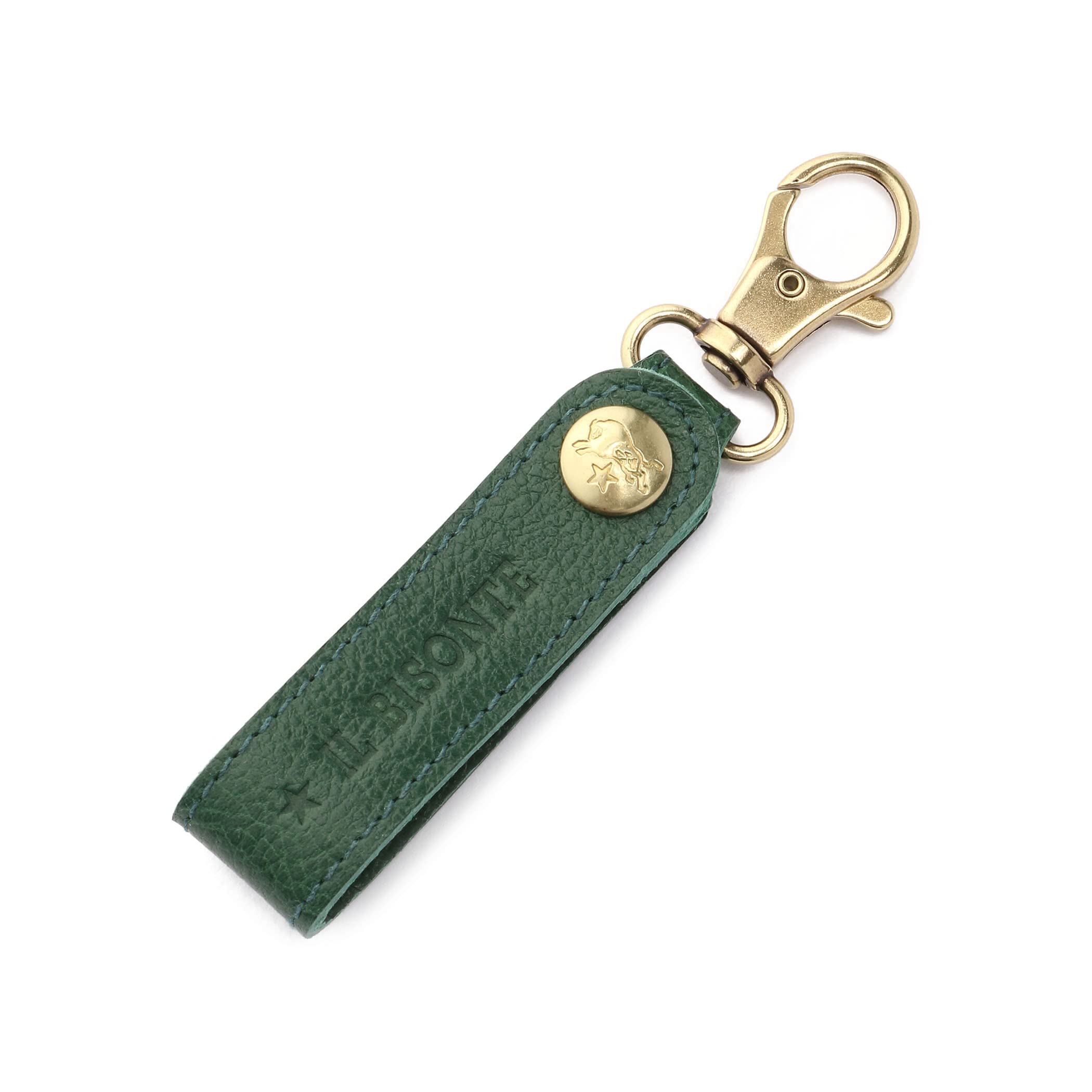

IL BISONTE Genuine Leather Key Ring, Keychain, Green, Unisex, for Men and Women