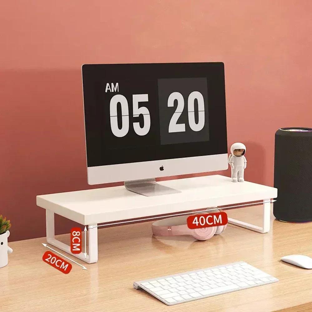 Office Desktop Computer Stand Rack Bracket Raised Shelf Laptop Monitor Wooden Table Home Storage Holders Utility Accessories
