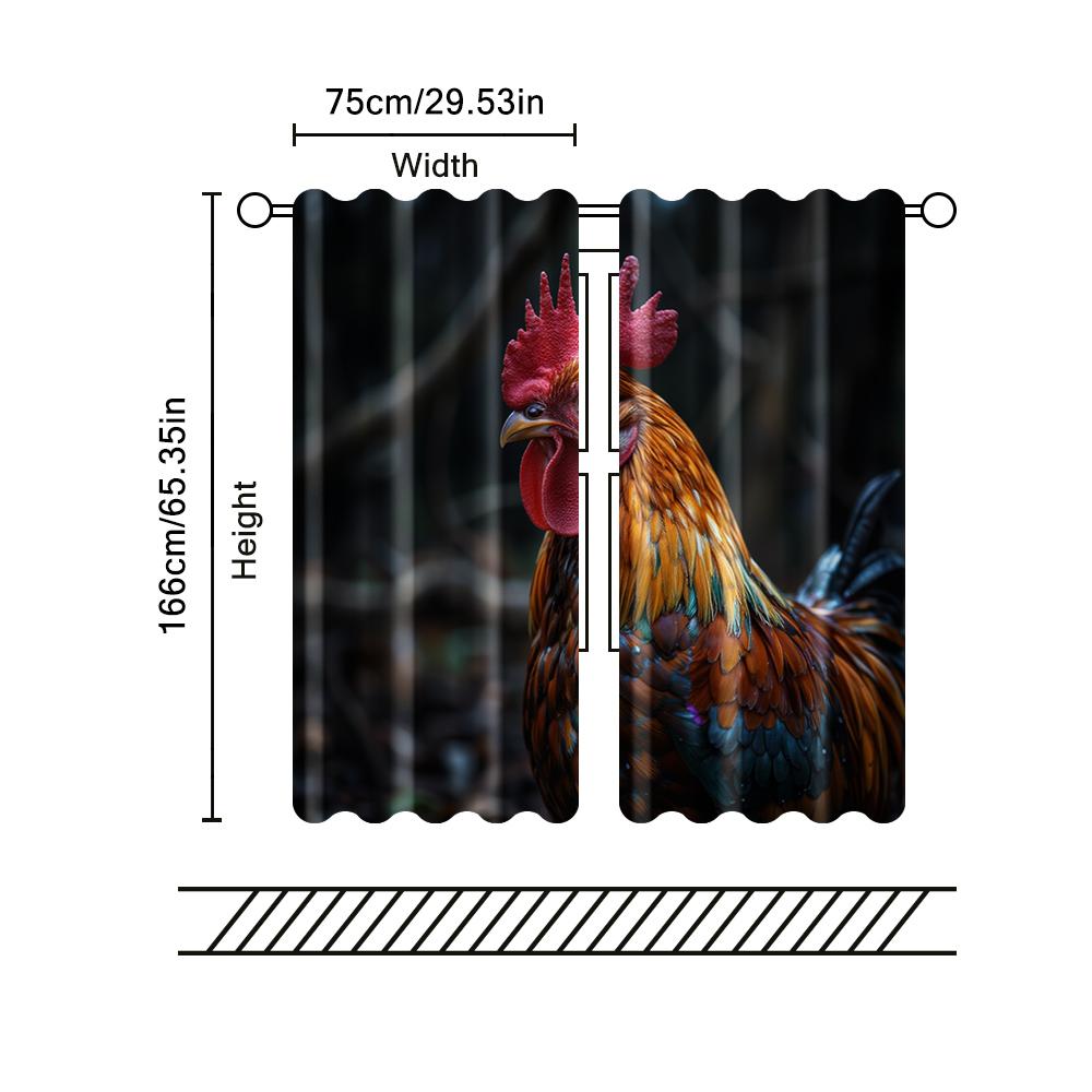 2 szt., zasłony filtrujące (z wyłączeniem prętów, nieruchome, bez baterii) Przystojny Kurczak do użytku w sypialniach i salonach