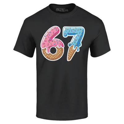 6 7 Sechs Sieben Eiscreme Tropfen Varsity Nummer T-Shirt Nummer Meme Shirt