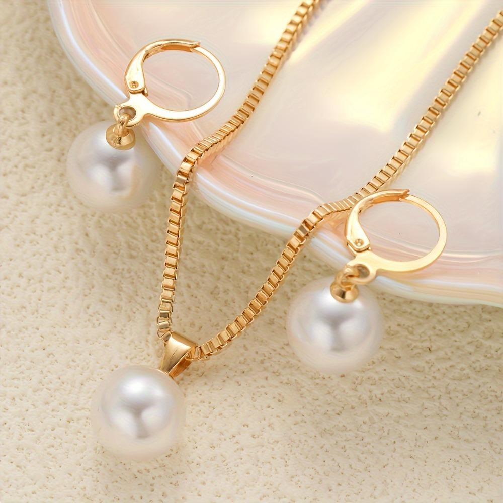 3-Piece Vintage-Inspired Zircon Set with Imitation Zircons Golden Pendant Necklace Earrings for Women  Valentine’s Day Gift