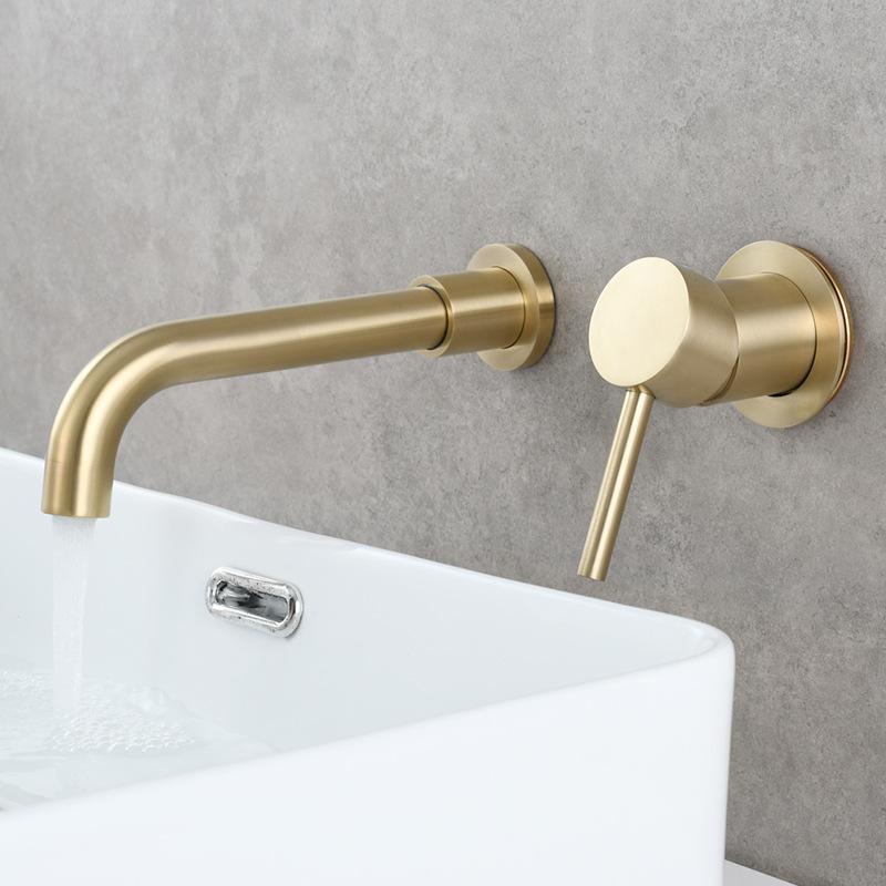 

Щетка Смеситель для ванной комнаты Torneiras De Cozinha Для раковины в ванной комнате Скрытый Бытовой Горячий Холодный Смеситель для ванной комнаты с поворотным изливом золотой