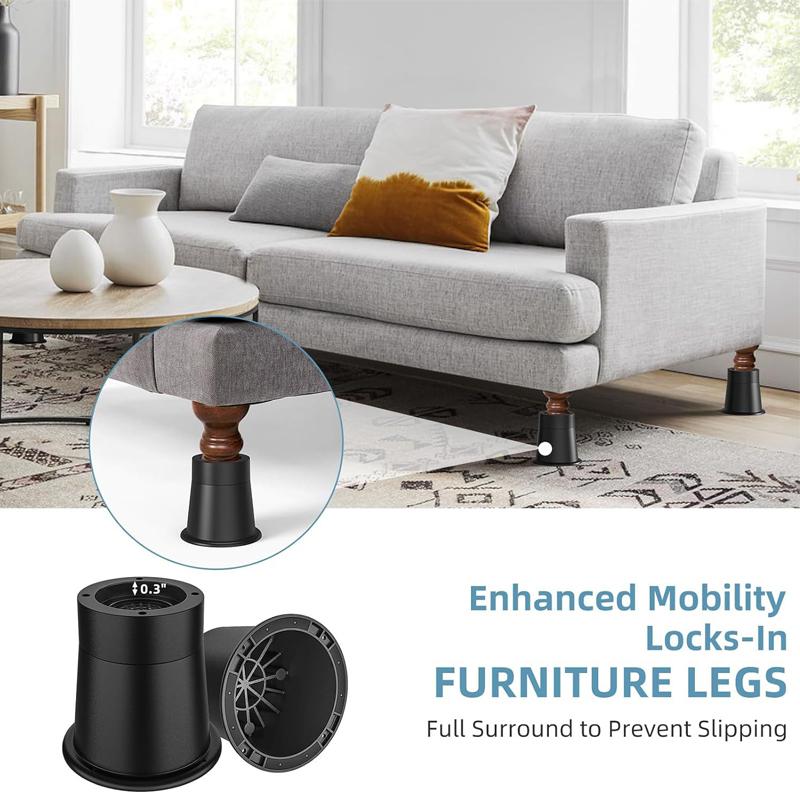 4Pcs Heavy Duty Furniture Riser Round Rubber Sofa Riser Supports Up to 6000 lbs for Sofa Table Bed Chair Bottom Leg Raiser