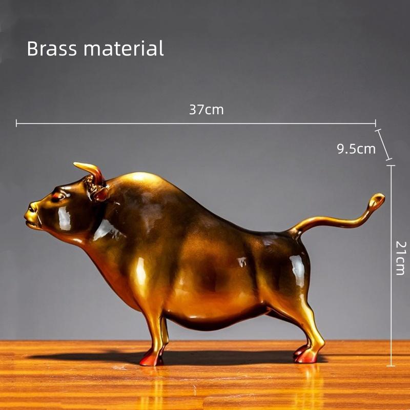 Simulation Animal Sculpture Brass Ornaments Golden Ox Cattle Bull Resin Sculpture Copper Figurines Home Decoration Accessories