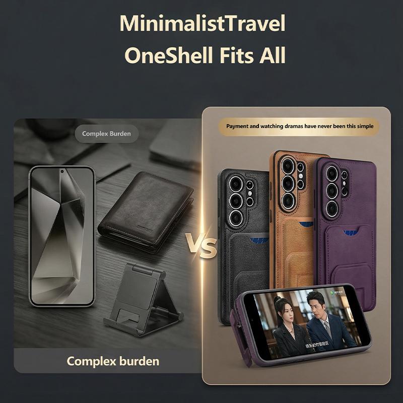 Vintage Leather Case for Samsung Galaxy S26 Ultra S25+ Plus S24 S23 A15 A16 A54 A55 A56 With Card Holder Pocket Kickstand
