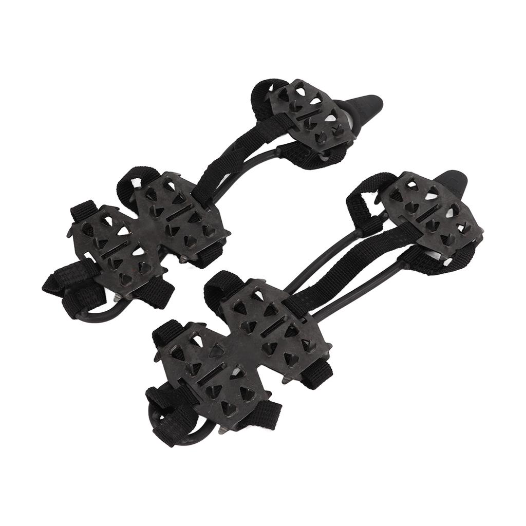 1 Pair 24 Teeth Climbing Crampons Stainless Steel Antiskid Outdoor Snow Ice Shoe CoversBlack L