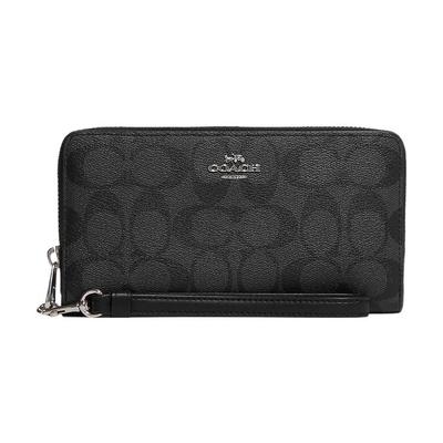 Reißverschluss rund 19 Klassisches Monogramm-Print Reißverschluss-Geldbörse Beschichtetes Canvas und Leder Damen Geldbörse Schwarz C4452-SVTSQ