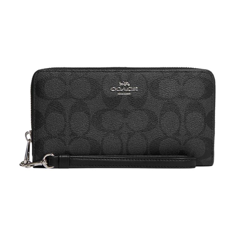 

Coach Zip Around 19 Classic Monogram Print Zipper Wallet Coated Canvas And Leather Women Wallet Black C4452-SVTSQ Basic Set (Bag+Dust Bag)