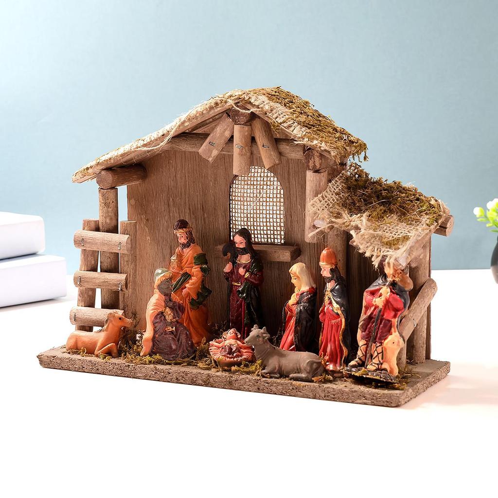 Jesus Krippenfigur Krippenszene Ornament Religiöses Festliches Miniaturfiguren Set Für Schreibtisch Zuhause Regal Fensterbank